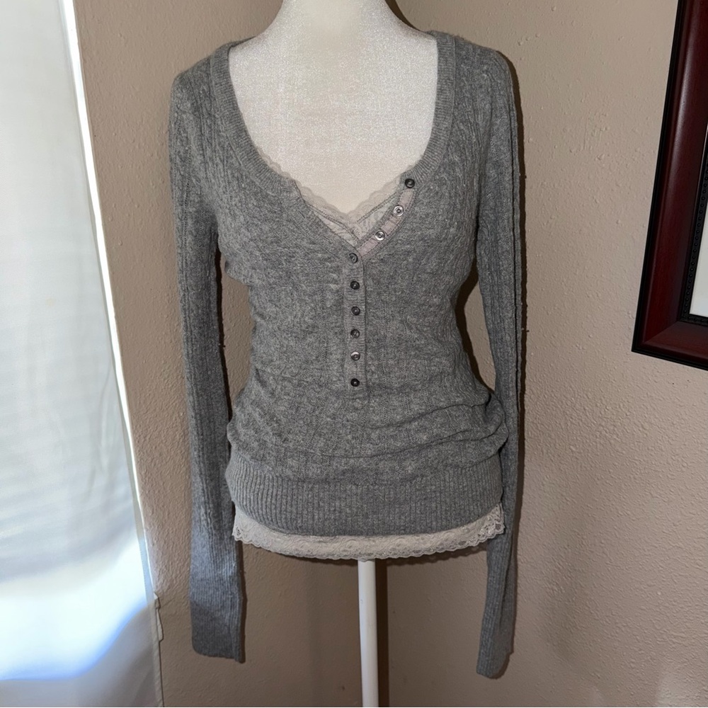 Vintage Y2K Abercrombie & Fitch 2000s Knit Long Sleeve Henley Top
